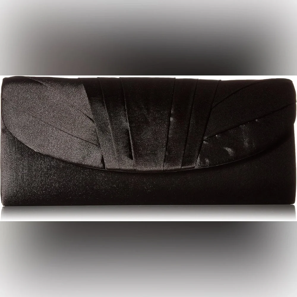Jessica McClintock Satin Tuxedo Clutch Black Evening Wedding Formal Purse New‎